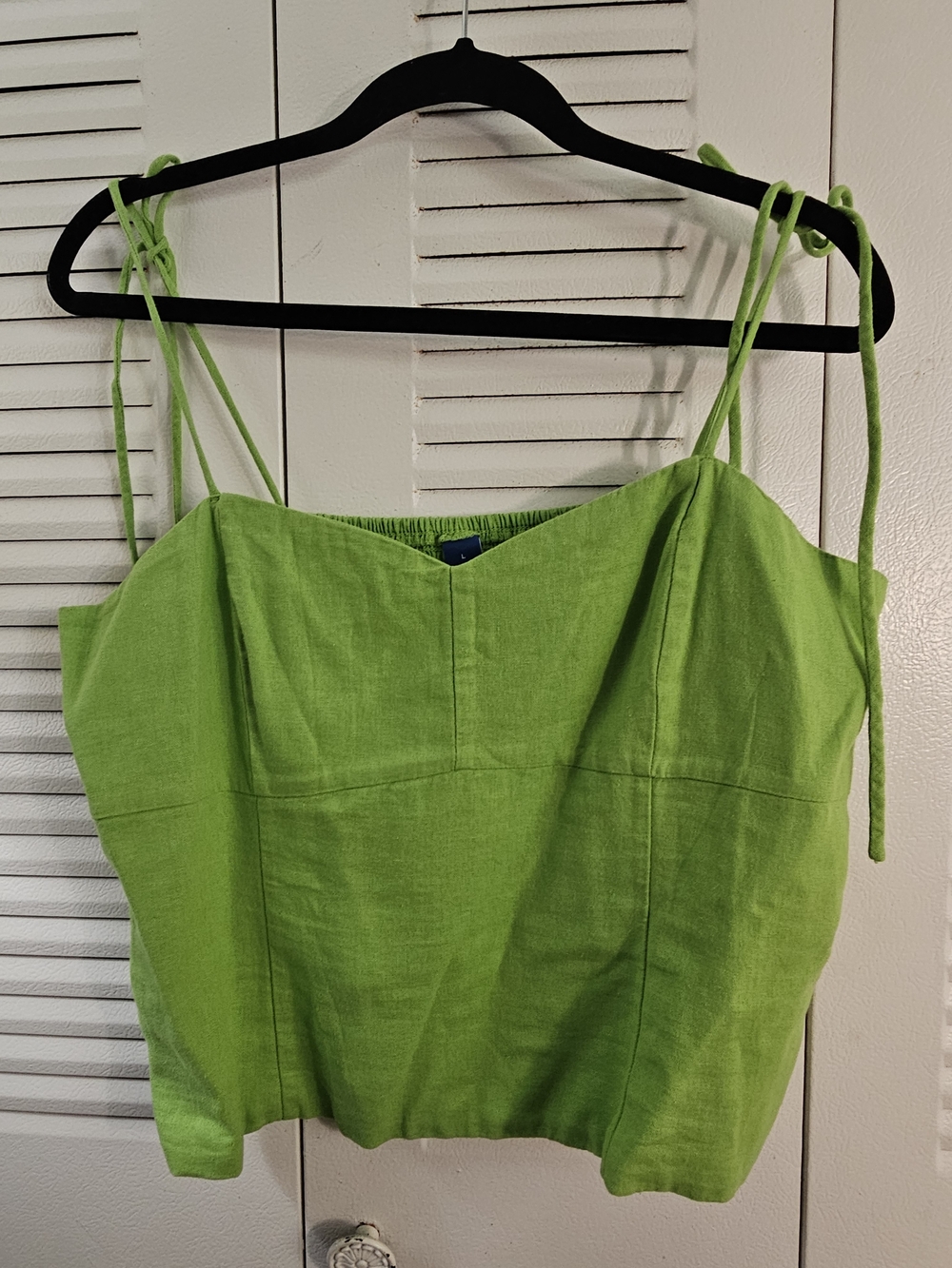Old Navy Lime Green Corsetted Tie-Strap Linen Crop Top
